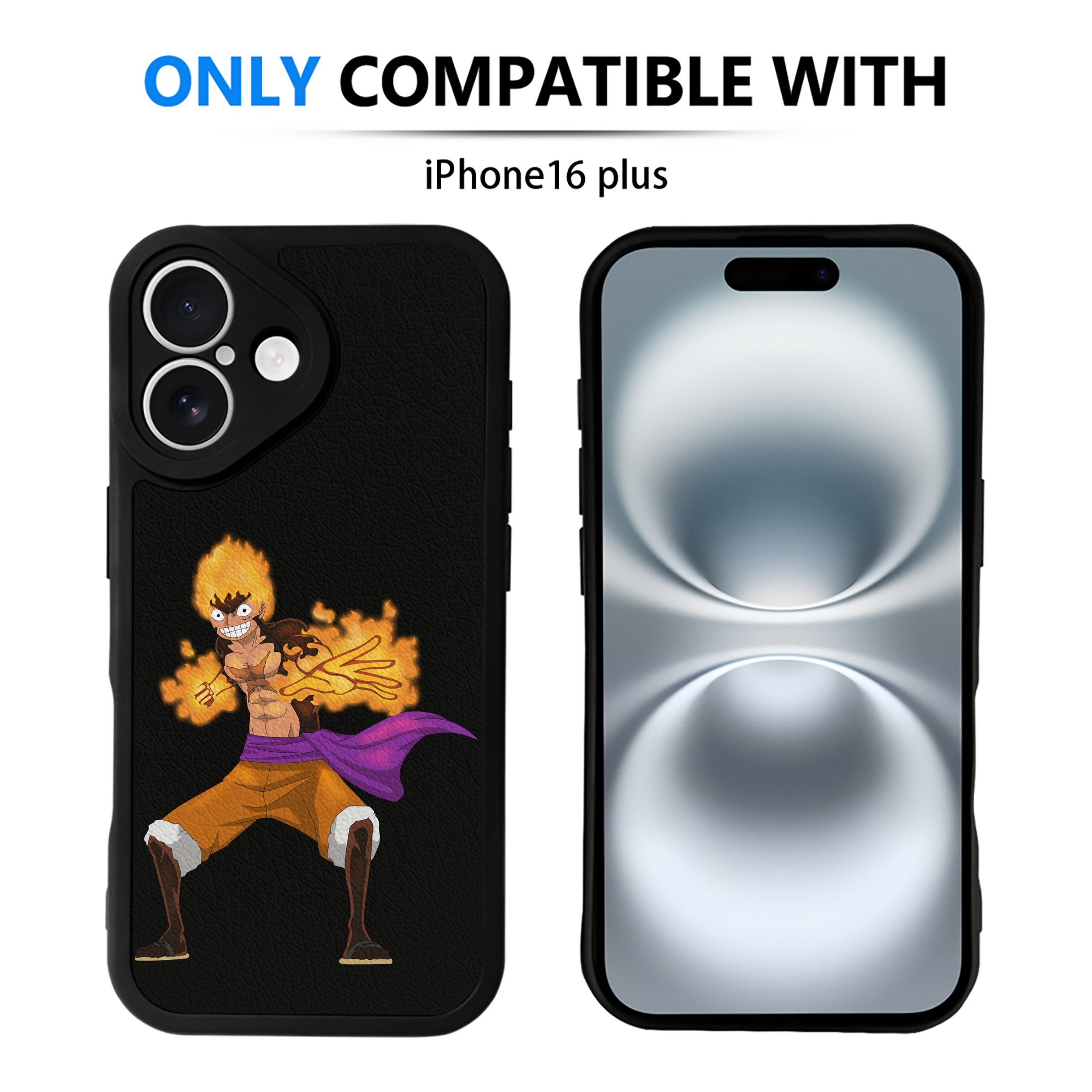 （画像用） ワンピース モンキー・D・ルフィ ONE PIECE Monkey D. Luffy 【iPhone 16シリーズ対応】シリコンスマホケース（レザー調） 材質：シリコン